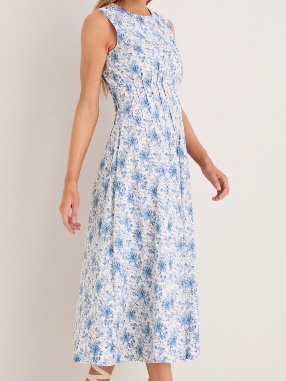 Hyacinth House French Blue Floral Toile Christina Maxi Dress, Size M